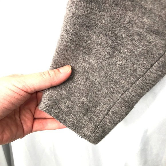 Paraphrase open front hooded cardigan sweater patchwork wool colorblock gray L - Picture 3 of 10